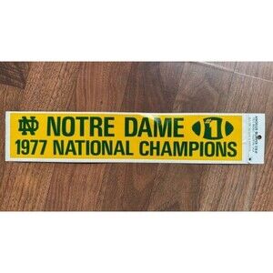 Notre Dame Vintage College Football 1977 National Champions Bumper Sticker‎